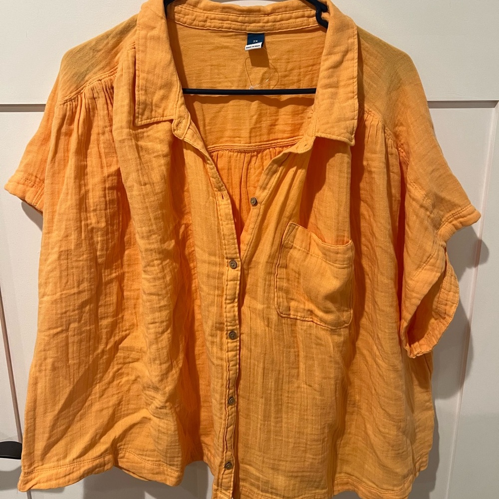 Linen type top from Old Navy in mango orange/yellow